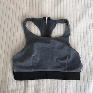 Blue Life Fit Gray Acid Wash Strappy Sports Bra